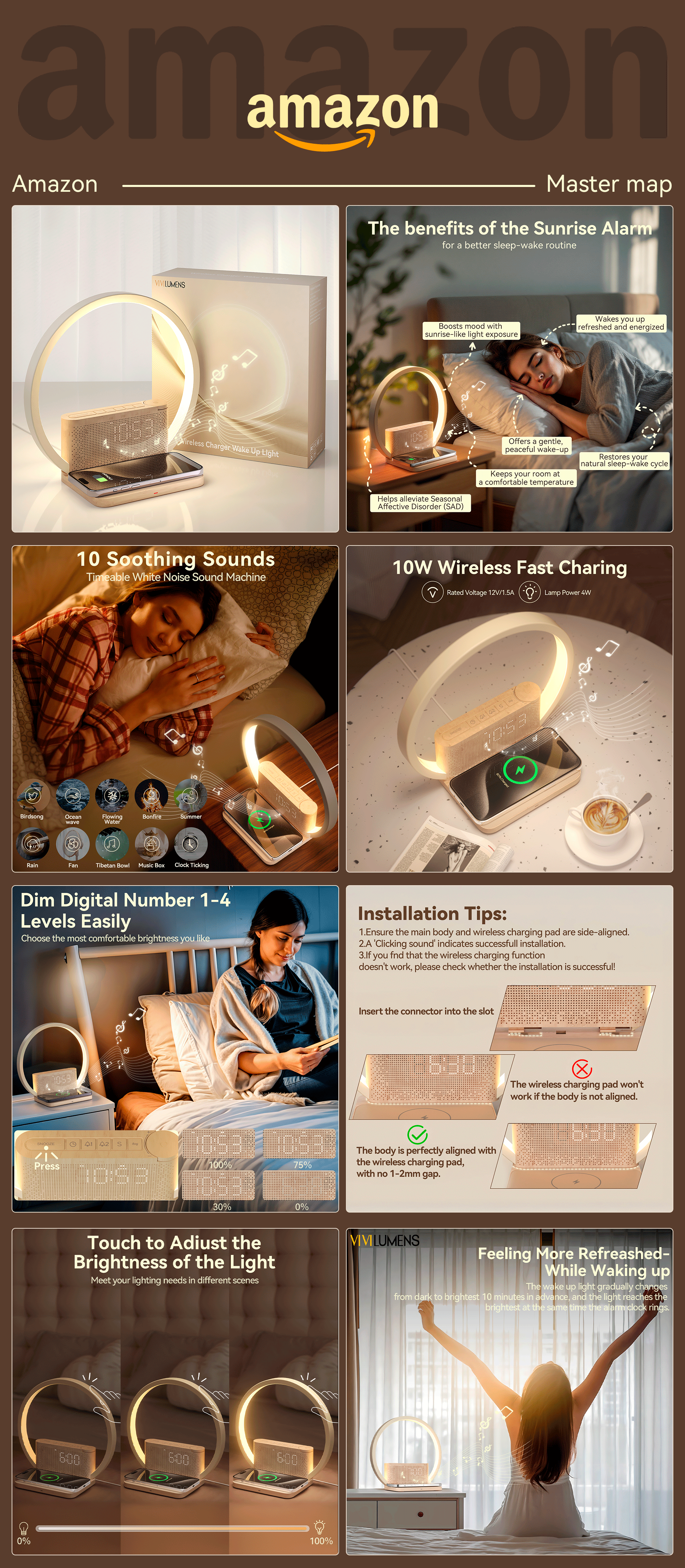 亚马逊主图A＋ I 日出唤醒灯无线充电器