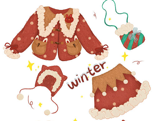 冬日里的小套装 穿搭（个人主页-ZNzE1NDA3ODA=） - 儿童插画 - 站酷设计师醋拌柚子原创素材 - 站酷ZCOOL