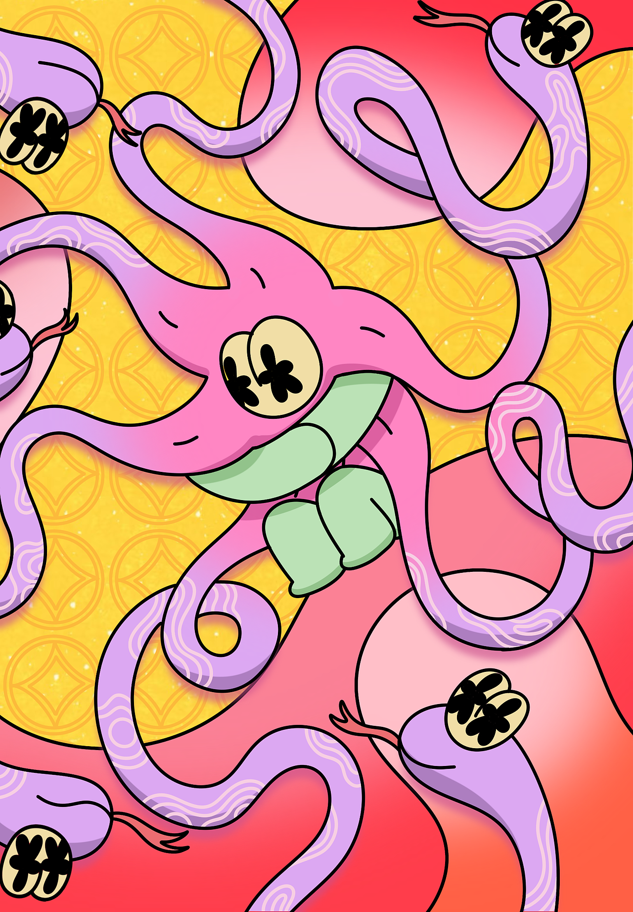 蛇來運(yùn)轉(zhuǎn)｜好運(yùn)纏身（圖ZMzg3MDU5ODk2） - 藝術(shù)插畫 - 站酷設(shè)計(jì)師野生花園原創(chuàng)素材 - 站酷ZCOOL