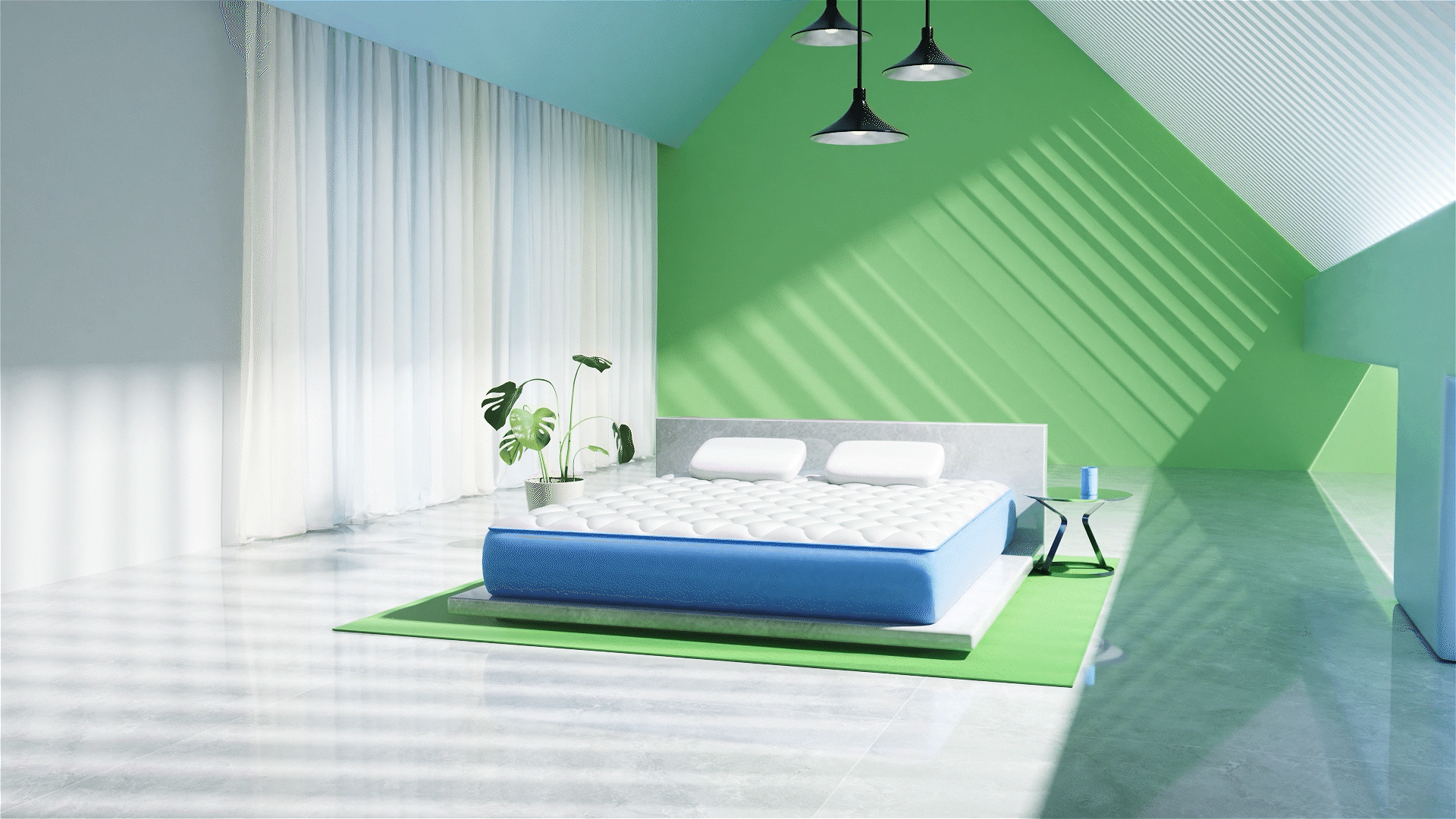 三维渲染练习：床垫动画