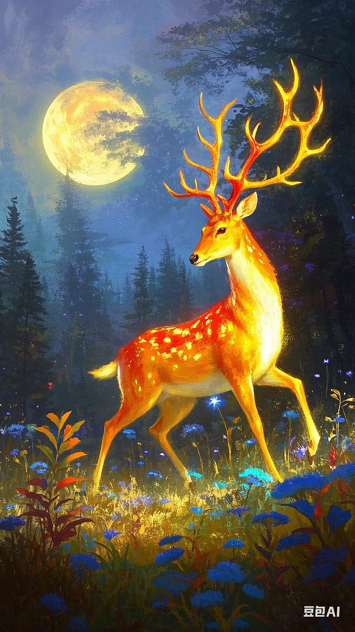 灵鹿沐光绮梦间