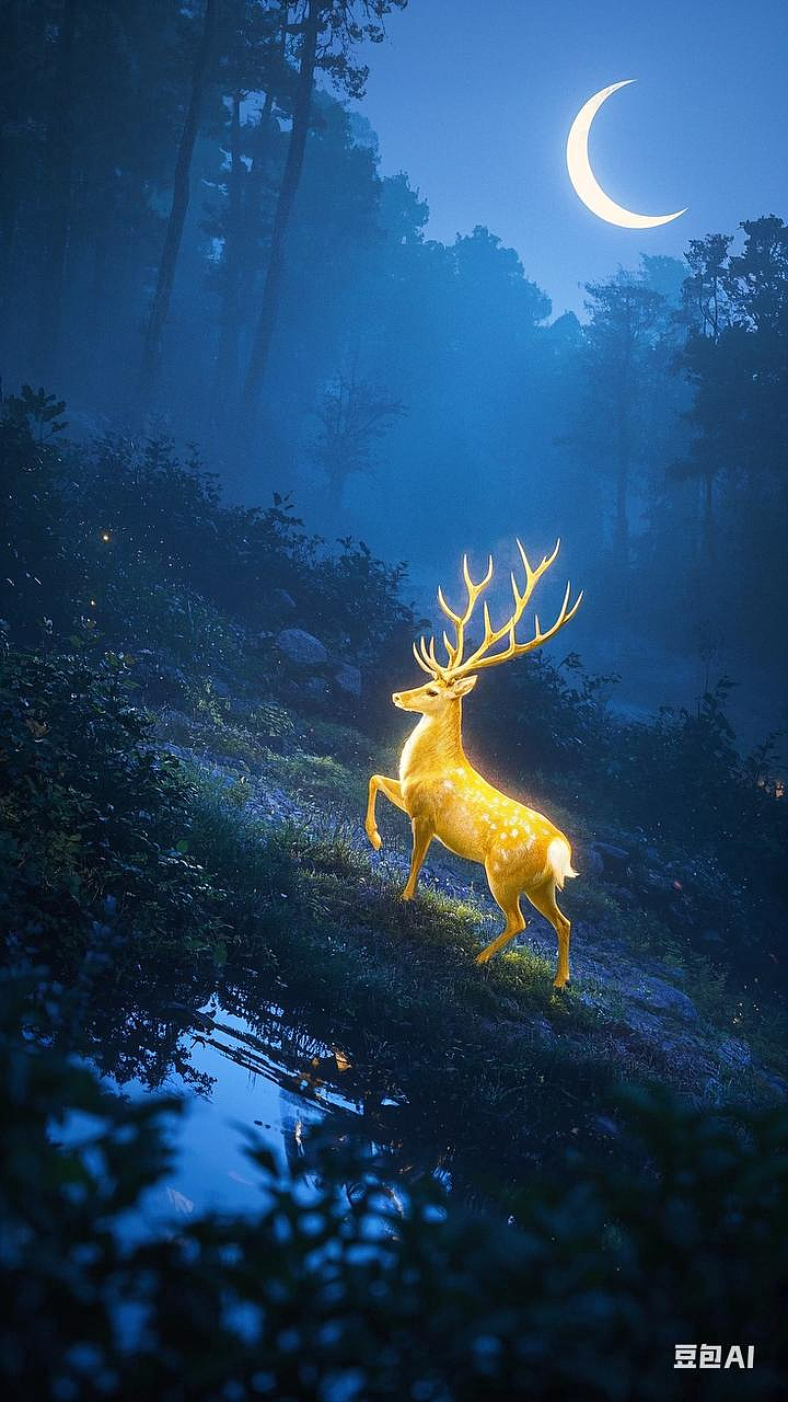 灵鹿沐光绮梦间