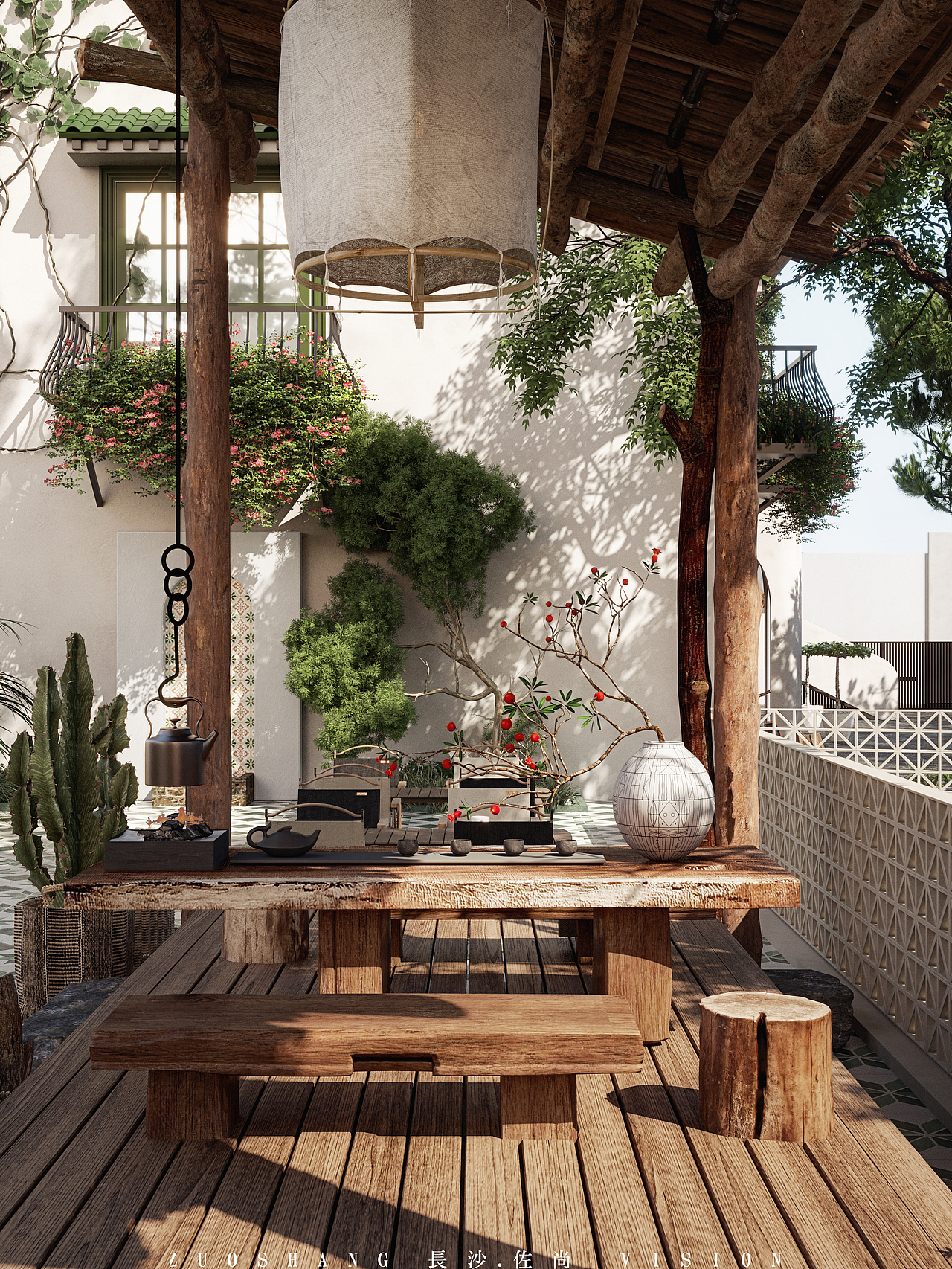 民宿庭院效果图（图ZMzg3MjE3NTAw） - 酒店餐饮设计 - 站酷设计师长沙佐尚彭雪原创素材 - 站酷ZCOOL