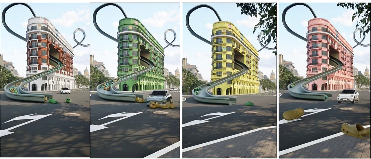 Toast三维动画案例：在上海武康大楼玩滑梯啦（图ZMzg3MjI4MDEy） - 场景 - 站酷设计师TOAST广告原创素材 - 站酷ZCOOL