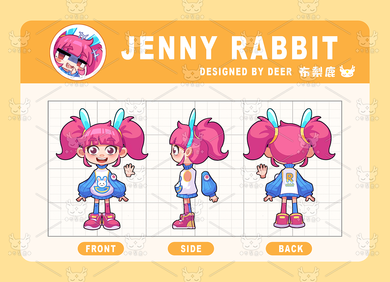 卡通角色三视图（图ZMzg3MjM4ODIw） - IP形象 - 站酷设计师布梨鹿原创素材 - 站酷ZCOOL