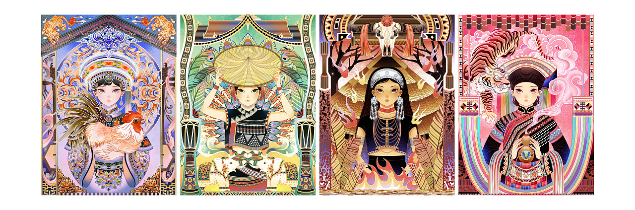 万象织梦 · 以她之名 | 民族系列人物插画（一）（图ZMzg3MjM4MTky） - 商业插画 - 站酷设计师monnea原创素材 - 站酷ZCOOL