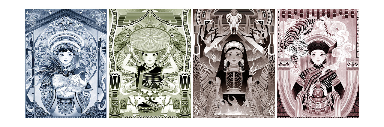 万象织梦 · 以她之名 | 民族系列人物插画（一）（图ZMzg3MjM4MTk2） - 商业插画 - 站酷设计师monnea原创素材 - 站酷ZCOOL