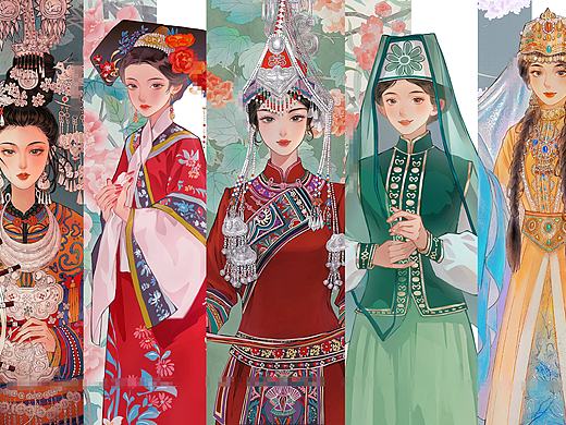 【56个民族系列插画】少数民族女孩