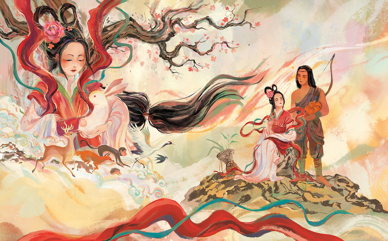民间传说绘本《嫦娥奔月》（图ZMzg3MjgwODA4） - 商业插画 - 站酷设计师cornelia_illo原创素材 - 站酷ZCOOL
