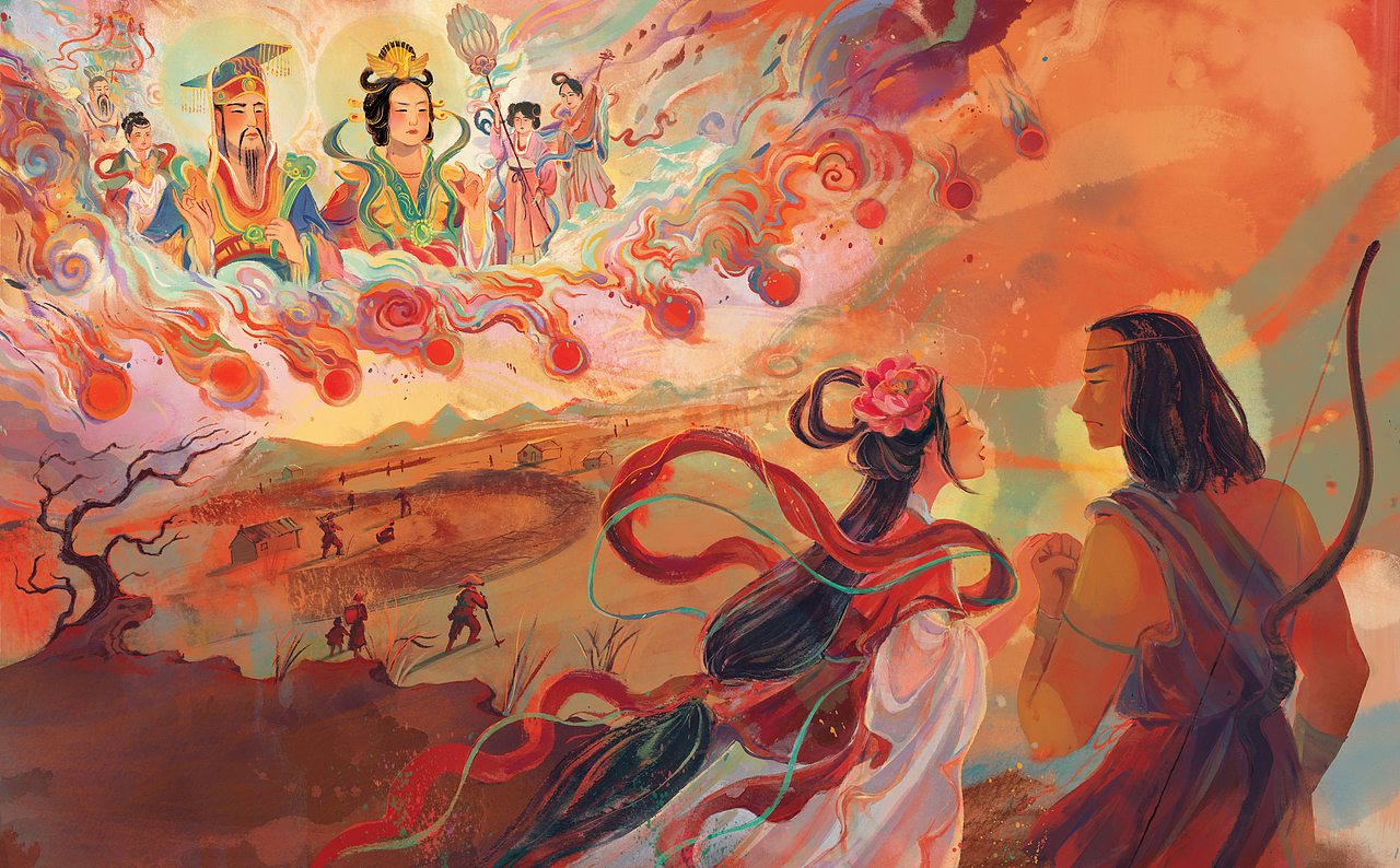 民间传说绘本《嫦娥奔月》（图ZMzg3MjgwODEy） - 商业插画 - 站酷设计师cornelia_illo原创素材 - 站酷ZCOOL