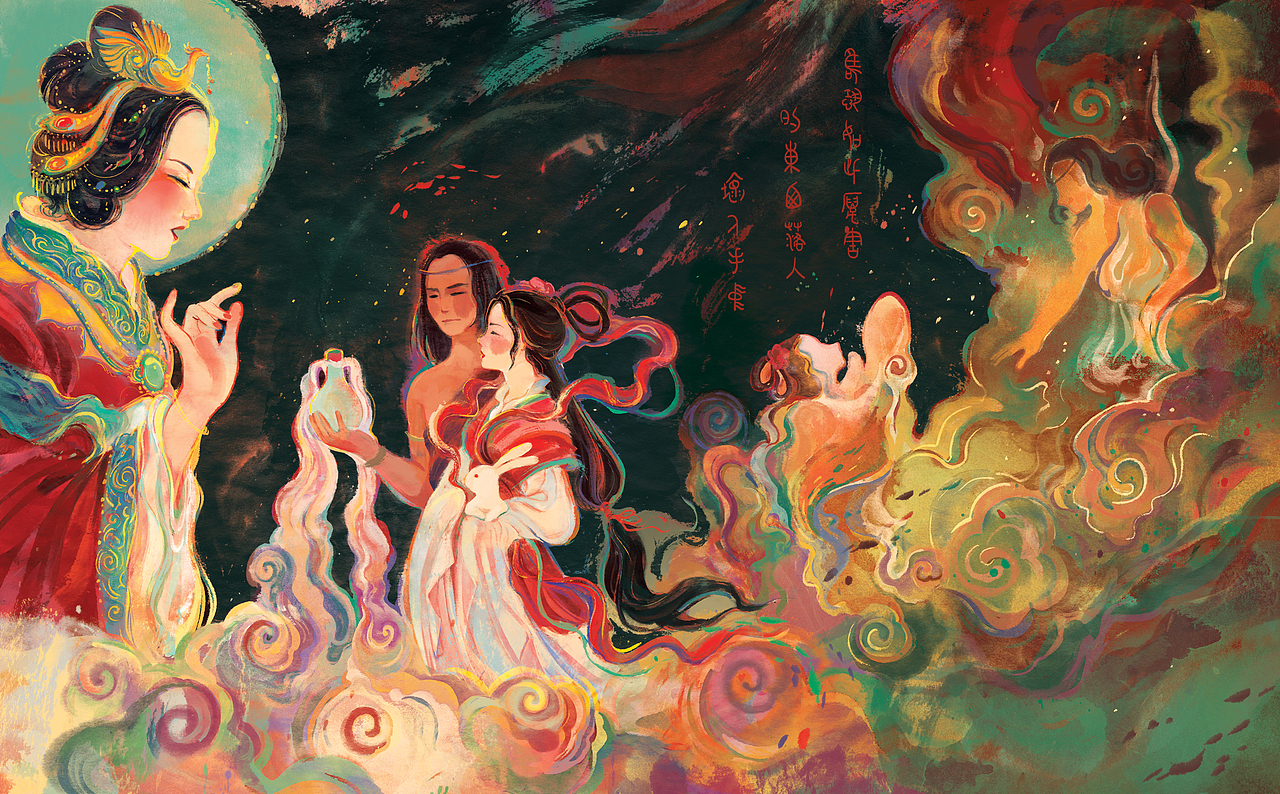 民间传说绘本《嫦娥奔月》（图ZMzg3MjgwODIw） - 商业插画 - 站酷设计师cornelia_illo原创素材 - 站酷ZCOOL