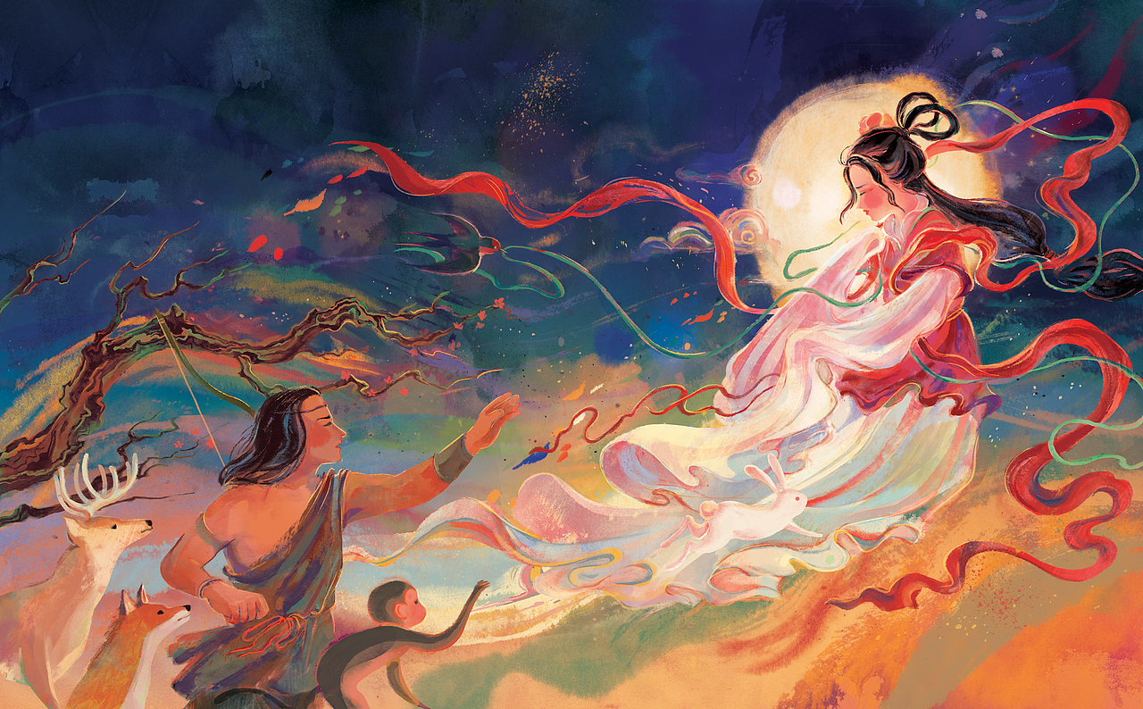 民间传说绘本《嫦娥奔月》（图ZMzg3MjgwODMy） - 商业插画 - 站酷设计师cornelia_illo原创素材 - 站酷ZCOOL