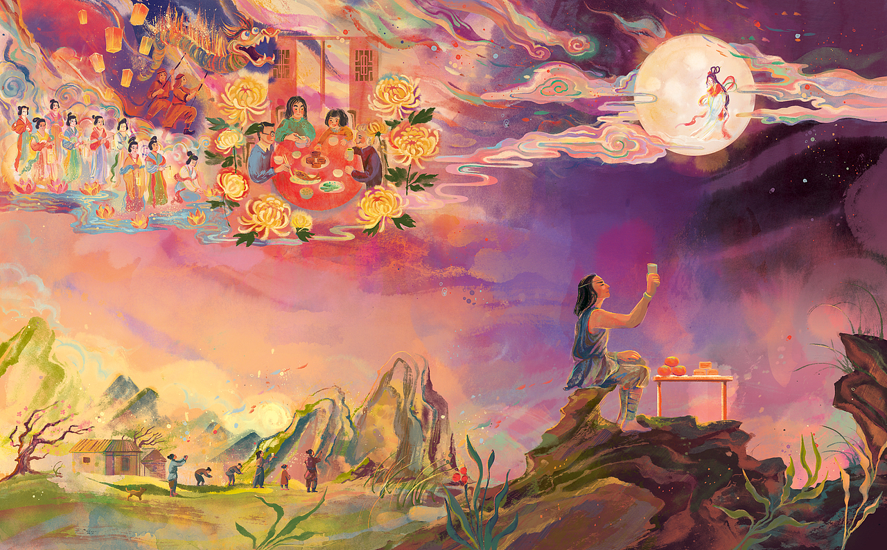 民间传说绘本《嫦娥奔月》（图ZMzg3MjgwODQw） - 商业插画 - 站酷设计师cornelia_illo原创素材 - 站酷ZCOOL