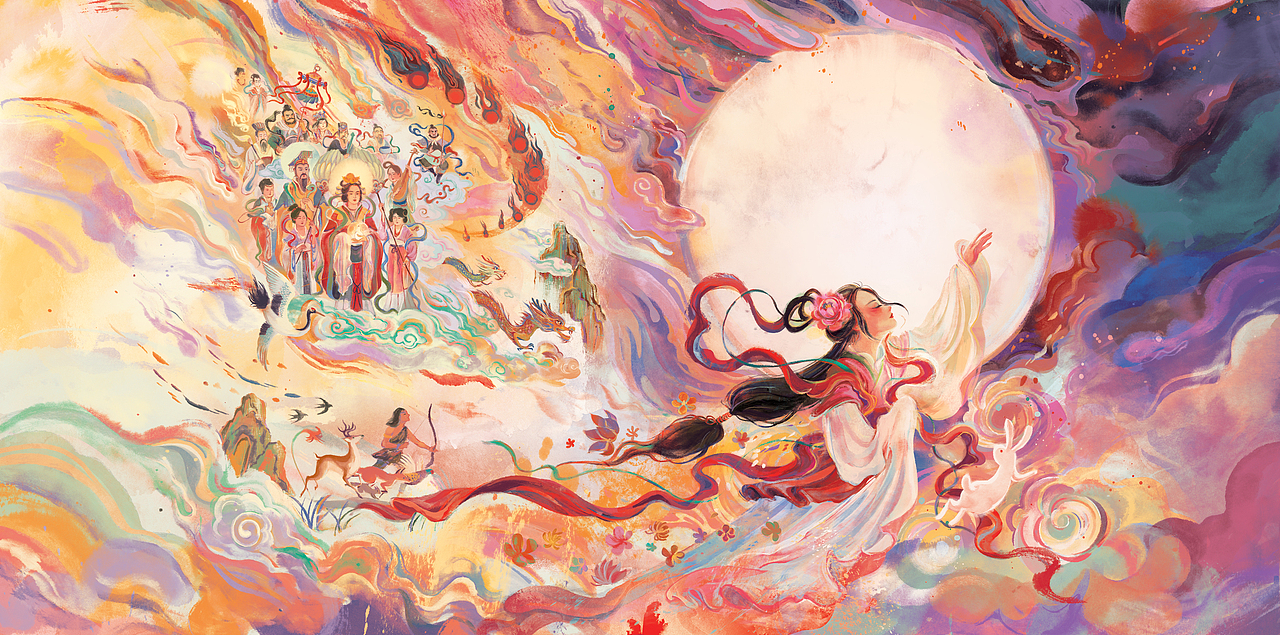 民间传说绘本《嫦娥奔月》（图ZMzg3MjgwODQ4） - 商业插画 - 站酷设计师cornelia_illo原创素材 - 站酷ZCOOL