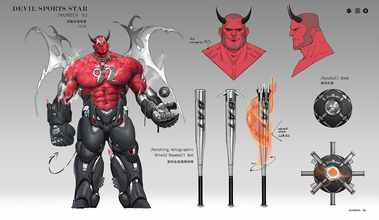 恶魔族全能体育明星-92号（图ZMzg3Mjk2MDgw） - 游戏原画 - 站酷设计师布鲁克克X原创素材 - 站酷ZCOOL
