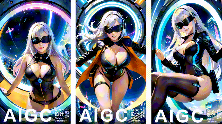AIGC_赛博朋克电子美女/朋克IP_Stable Diffusion