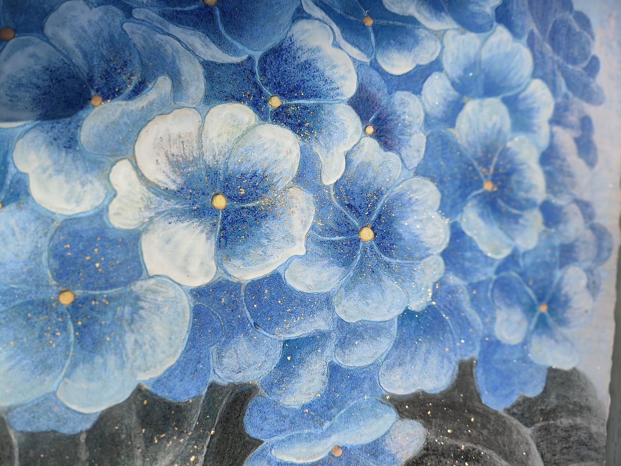 岩彩《暮色蓝絮》