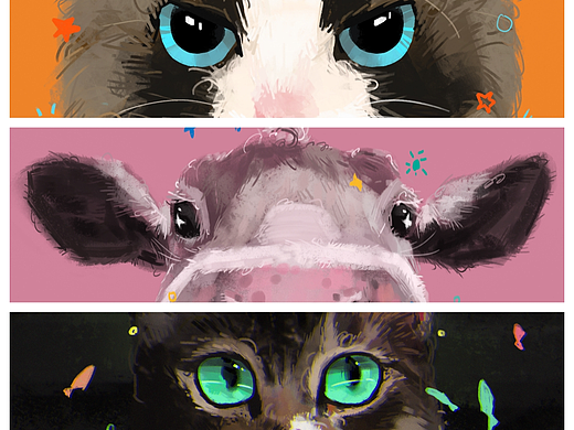 一组酷萌小动物插画