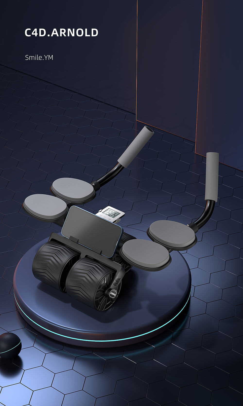 运动器材│健腹轮│C4D产品建模渲染（图ZMzg3NDY5NDUy） - 场景 - 站酷设计师Smile_YM原创素材 - 站酷ZCOOL