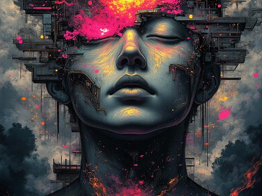 Ai赛博朋克插画科技风写实AI头像