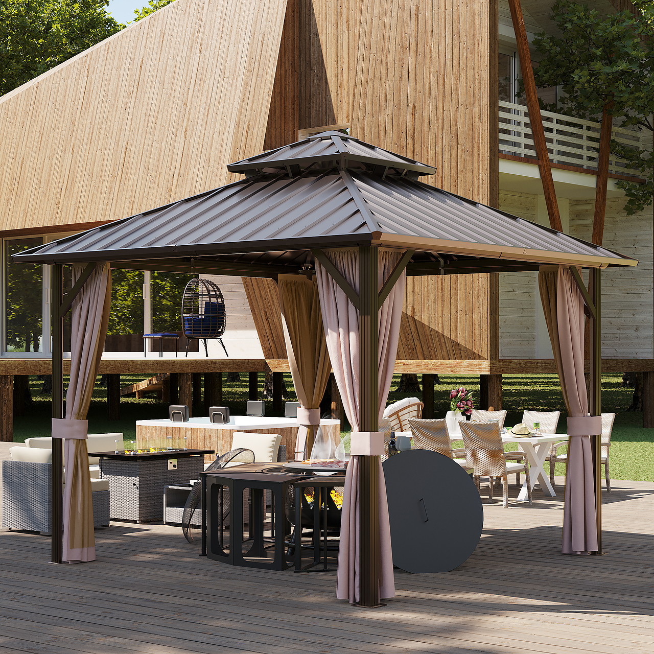 三维-跨境产品-户外铁艺凉亭