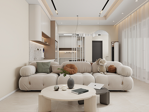 四川眉山江口未来城（128平奶油风三居室）