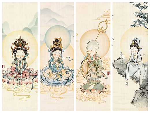 四大菩萨｜国风插画
