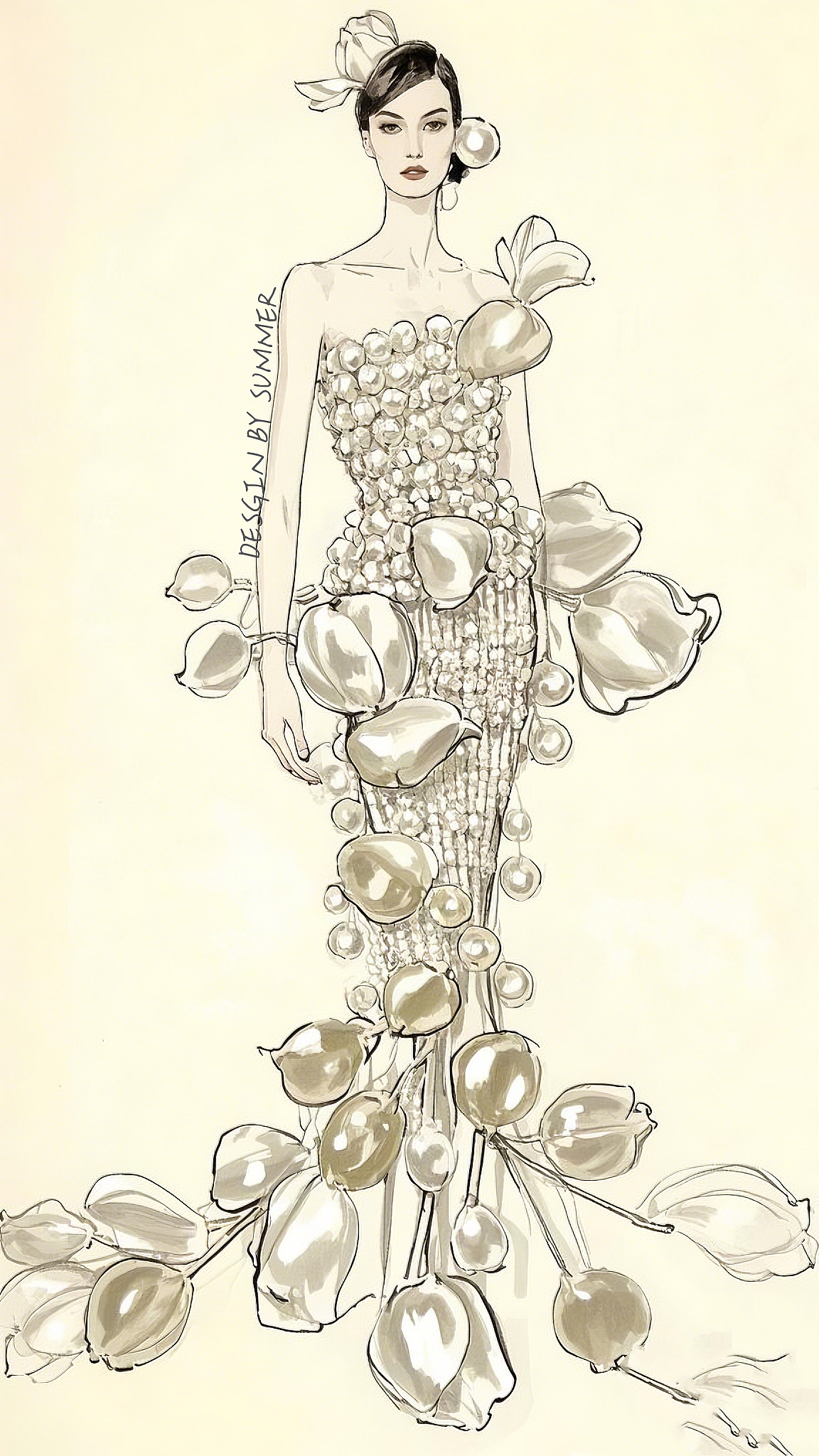 高定纯珍珠编织礼服（郁金香主题）（图ZMzg3NTg5ODg0） - 正装/礼服 - 站酷设计师设计狮Summer原创素材 - 站酷ZCOOL