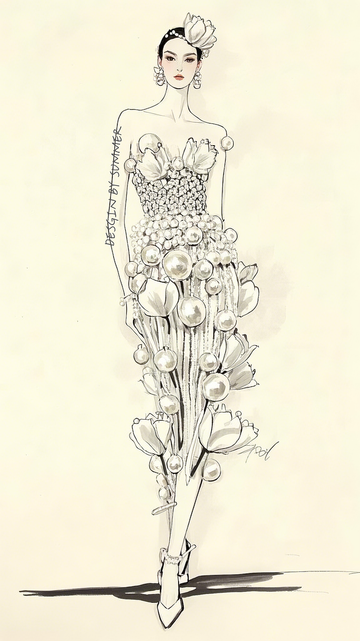 高定纯珍珠编织礼服（郁金香主题）（图ZMzg3NTg5ODgw） - 正装/礼服 - 站酷设计师设计狮Summer原创素材 - 站酷ZCOOL