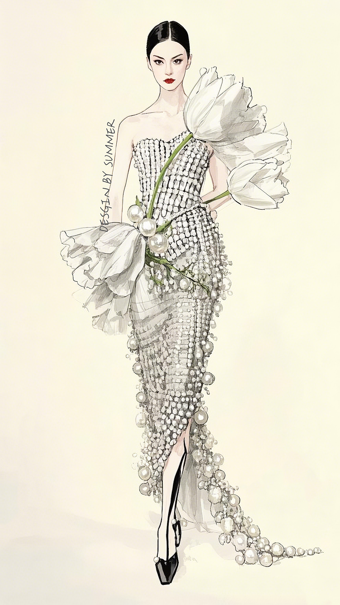 高定纯珍珠编织礼服（郁金香主题）（图ZMzg3NTg5OTIw） - 正装/礼服 - 站酷设计师设计狮Summer原创素材 - 站酷ZCOOL