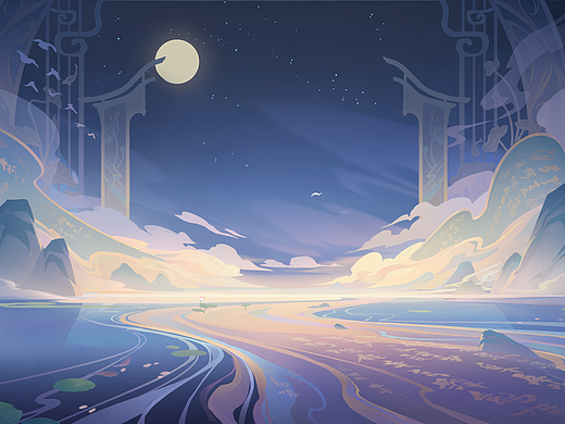 扁平国风 选角背景