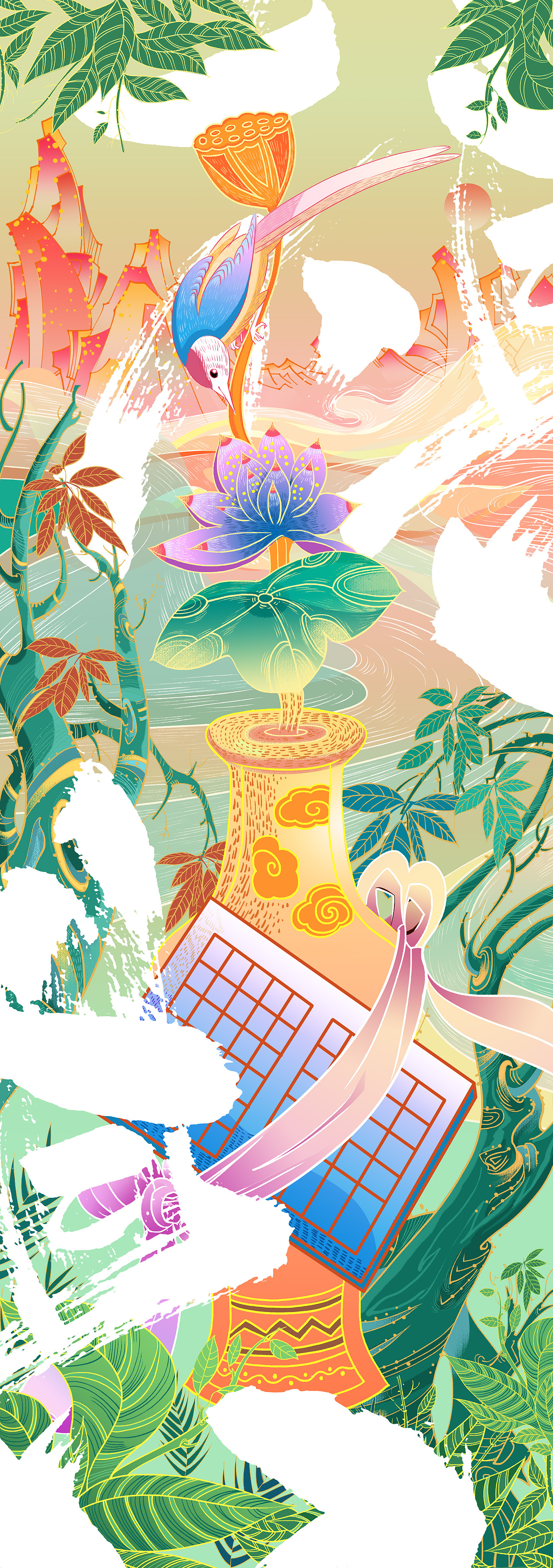 琴·棋·书·画 国风插画（图ZMzg3NjE1ODQ4） - 艺术插画 - 站酷设计师洪标原创素材 - 站酷ZCOOL