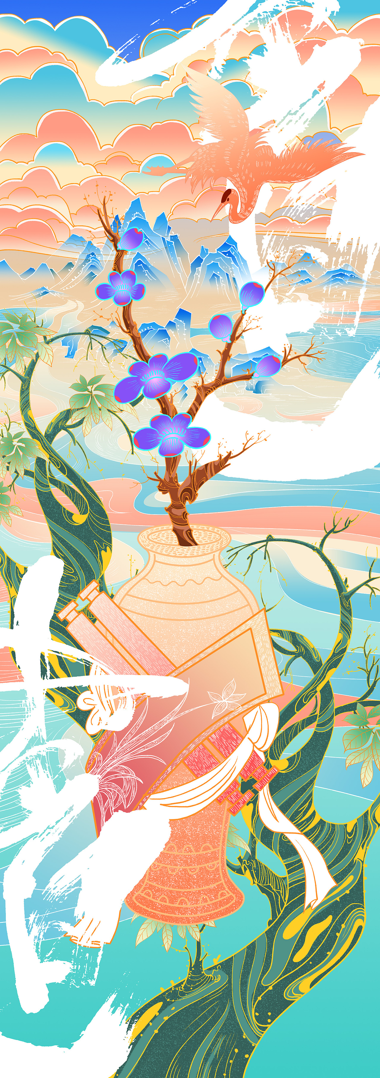 琴·棋·书·画 国风插画（图ZMzg3NjE1ODU2） - 艺术插画 - 站酷设计师洪标原创素材 - 站酷ZCOOL