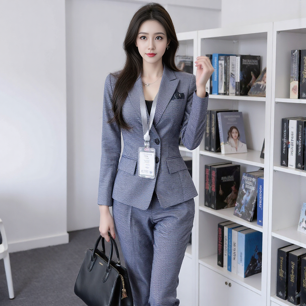 女职员蓝色西服套装