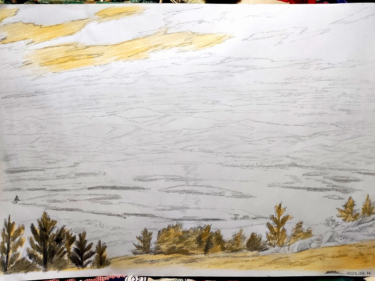 20250314｜A3手绘：晚霞下的山景（图ZMzg3NjM3NDQ4） - 创作习作 - 站酷设计师汤俊文MRTJW原创素材 - 站酷ZCOOL