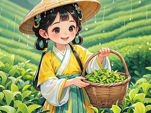 24节气插画海报，四季行，节气变，姑娘们意芬芳。