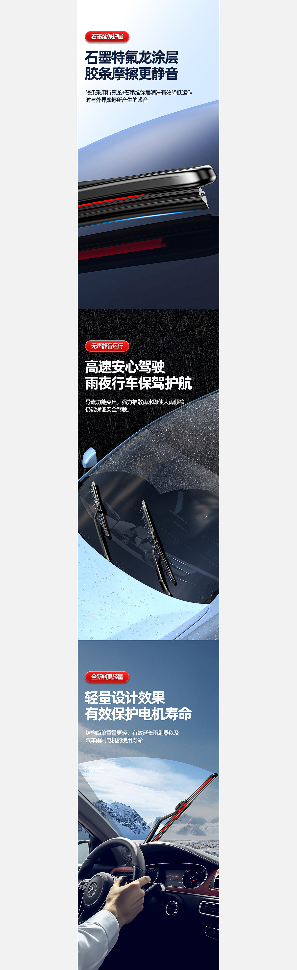 雨刮器 橡胶雨刮器 详情页设计策划 产品建模渲染图