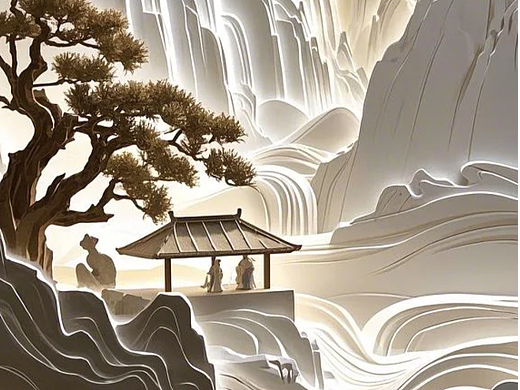 纸雕艺术微缩场景插画