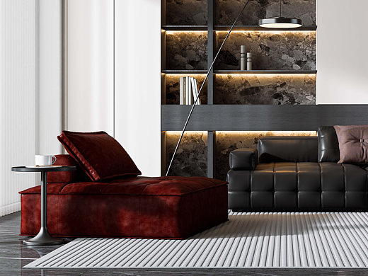 暗黑风  客厅餐厅效果表现