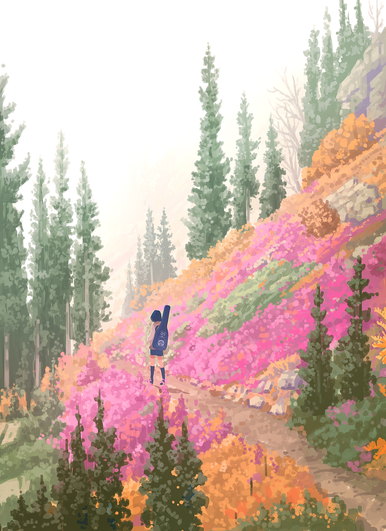 在五彩斑斓的花海中,她像森林里的精灵,每一步都踏着芬芳,每一眼都藏着星辰。