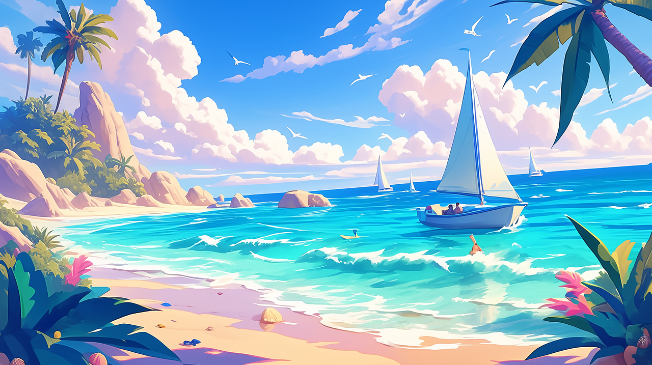 一组卡通场景设计