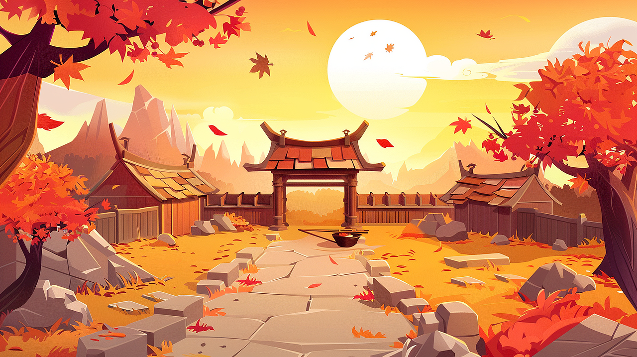 一组卡通场景设计