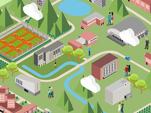 给自己学校设计的2.5D校园图