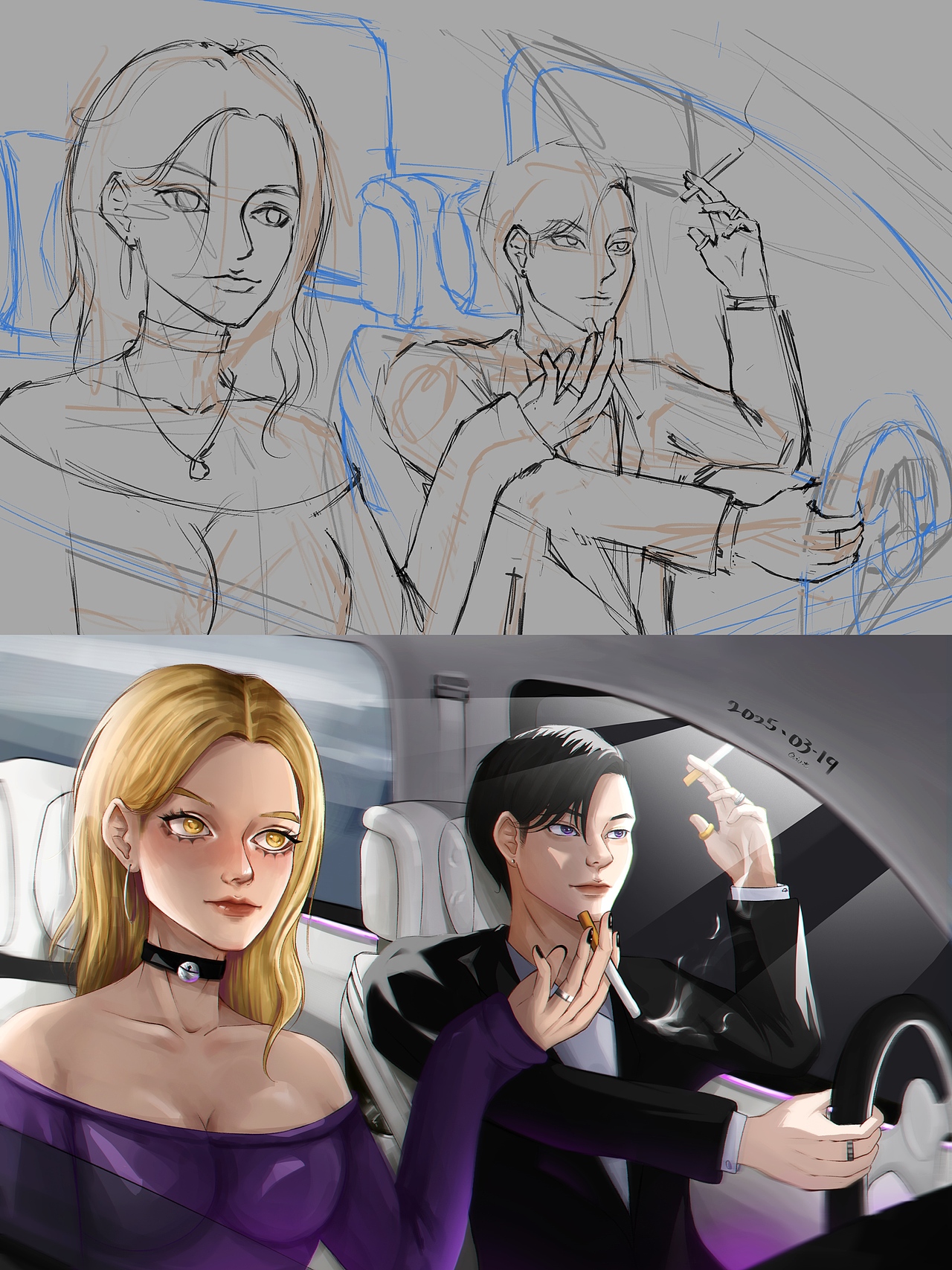 一张草稿到一张画的过程