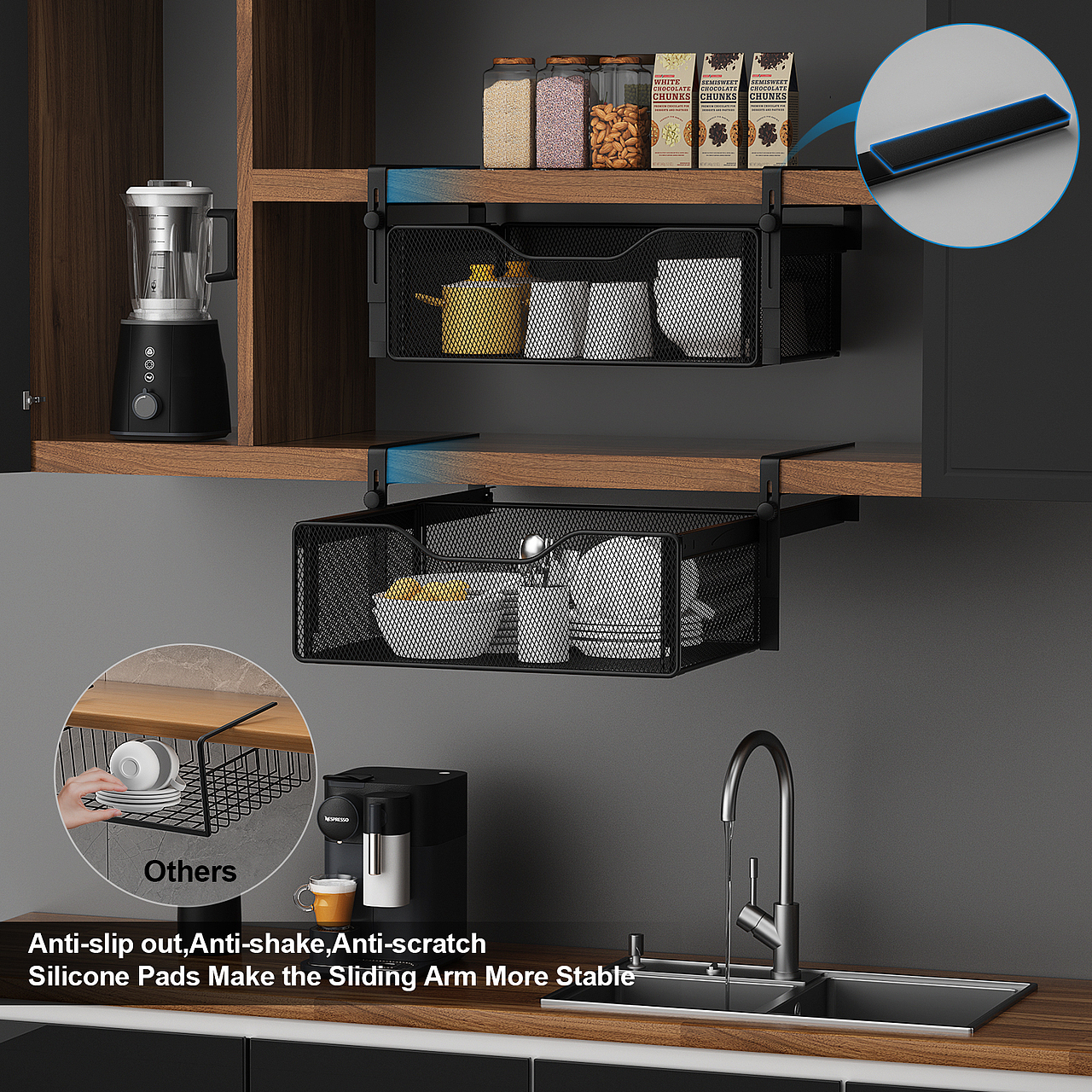 亚马逊抽拉式储物架子建模渲染主图和A加页面