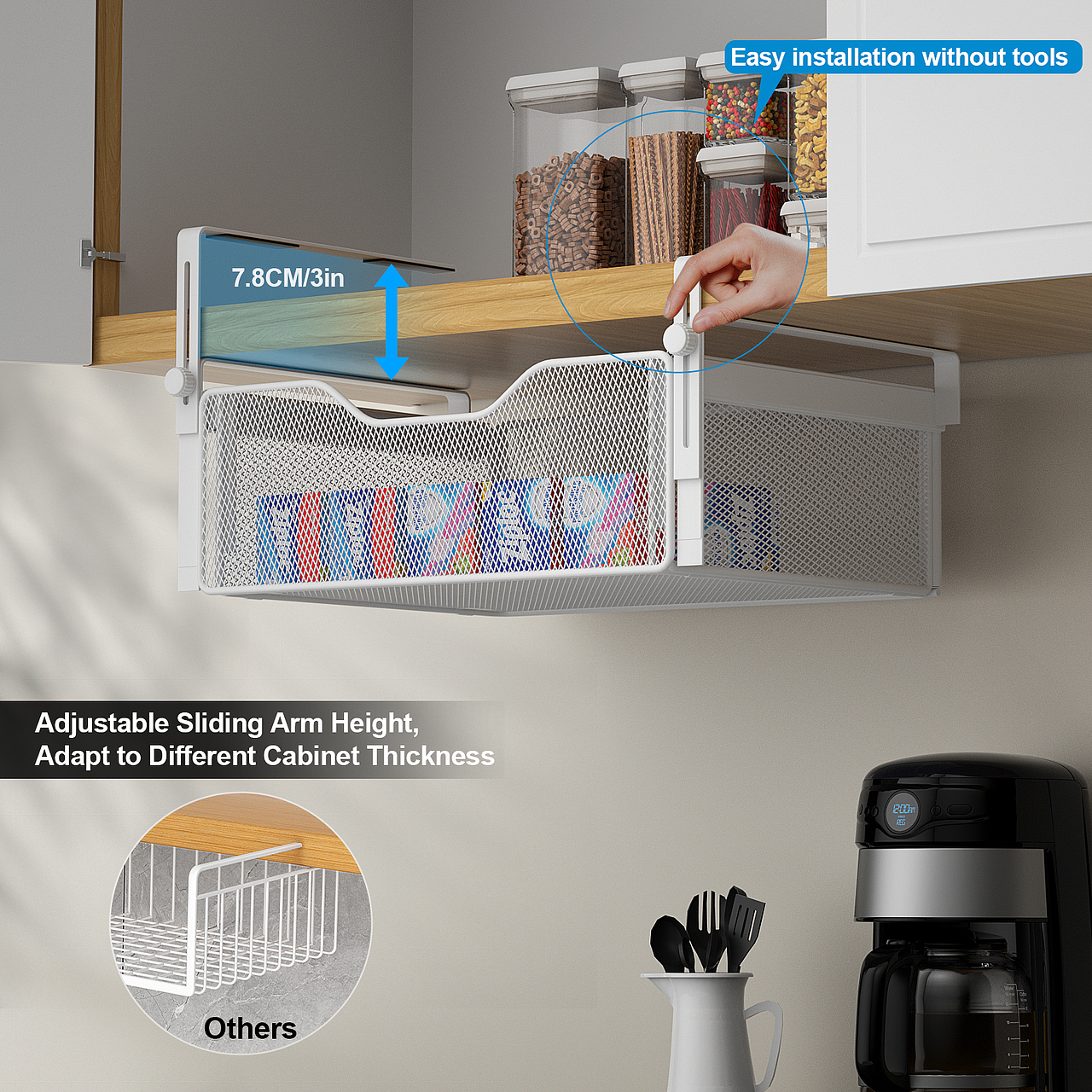 亚马逊抽拉式储物架子建模渲染主图和A加页面