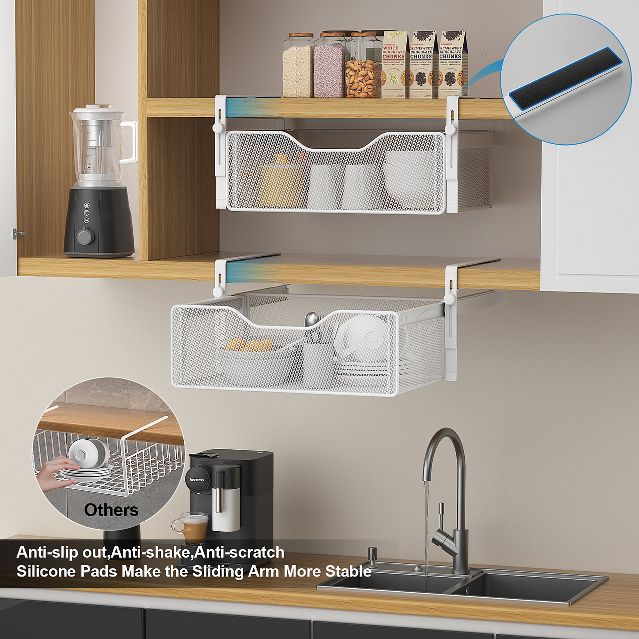 亚马逊抽拉式储物架子建模渲染主图和A加页面