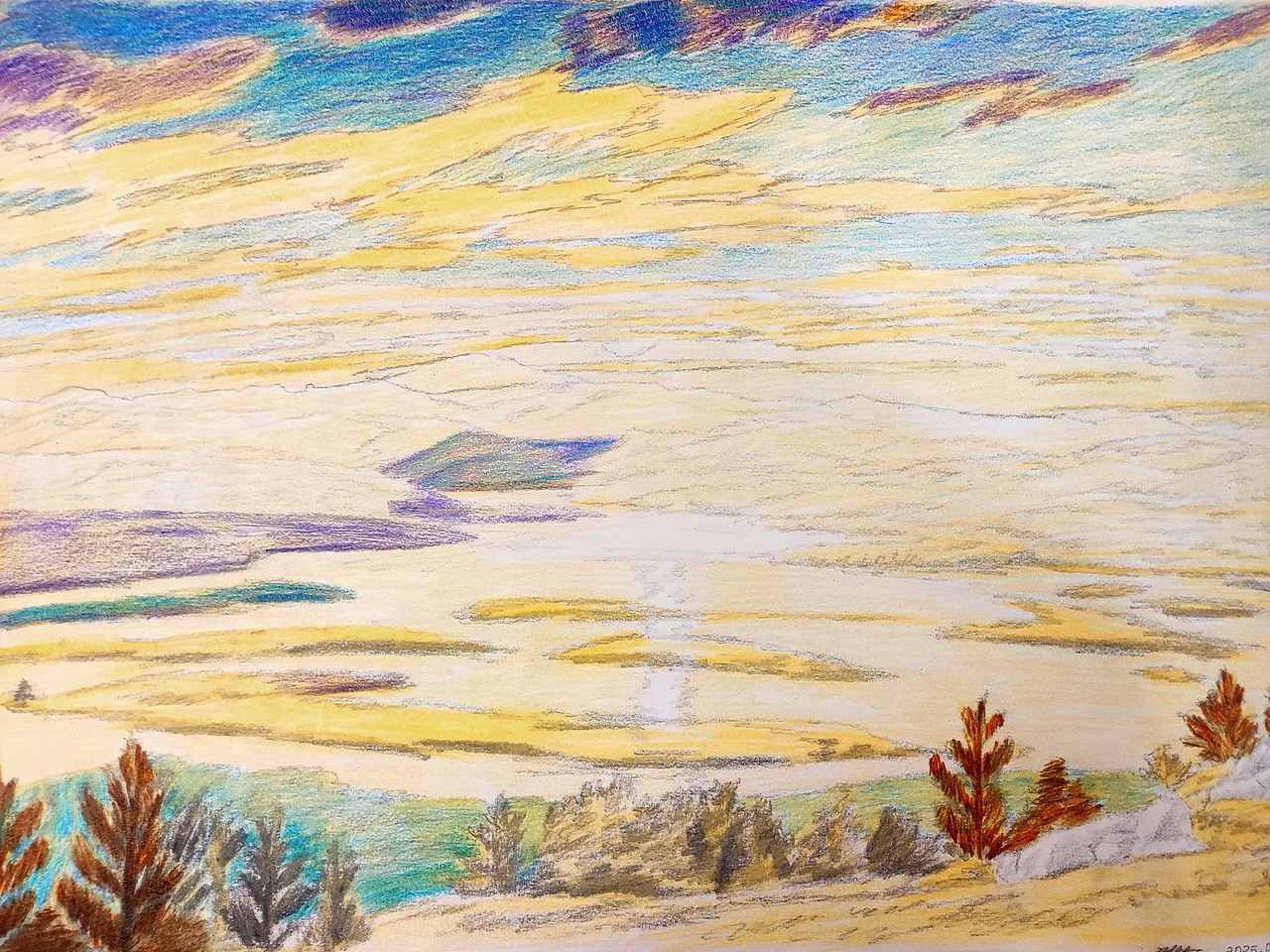 20250314｜A3手绘：晚霞下的山景（图ZMzg3NzY3MTU2） - 创作习作 - 站酷设计师汤俊文MRTJW原创素材 - 站酷ZCOOL