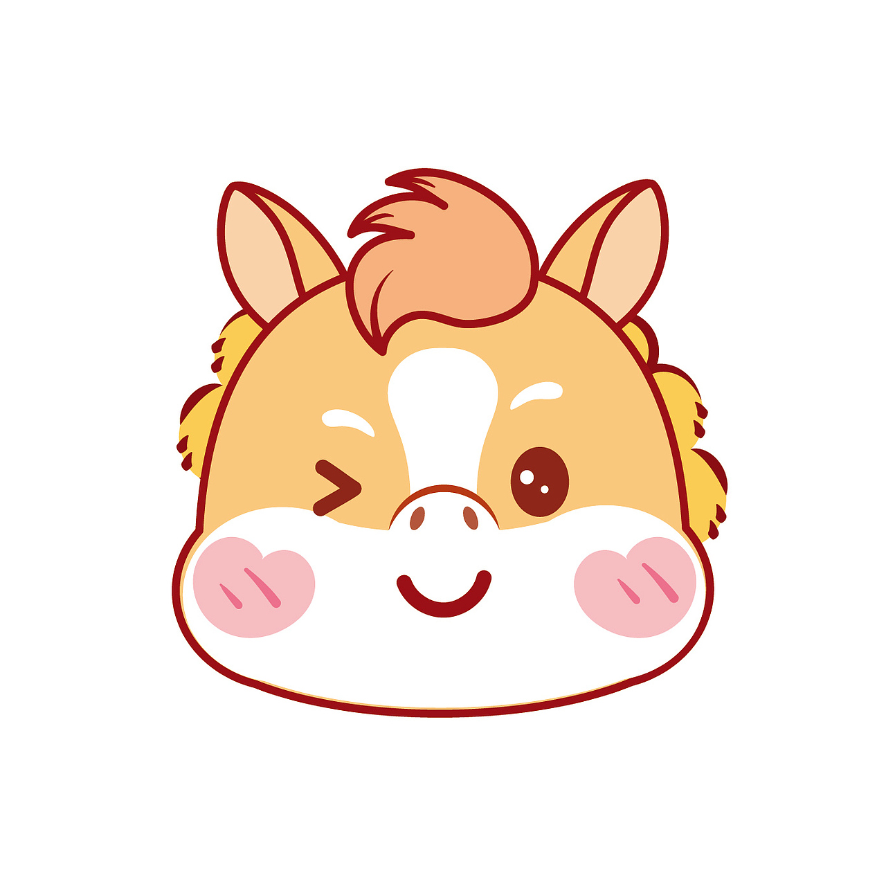 可爱的小马驹卡通可爱图片插画生肖马宝宝