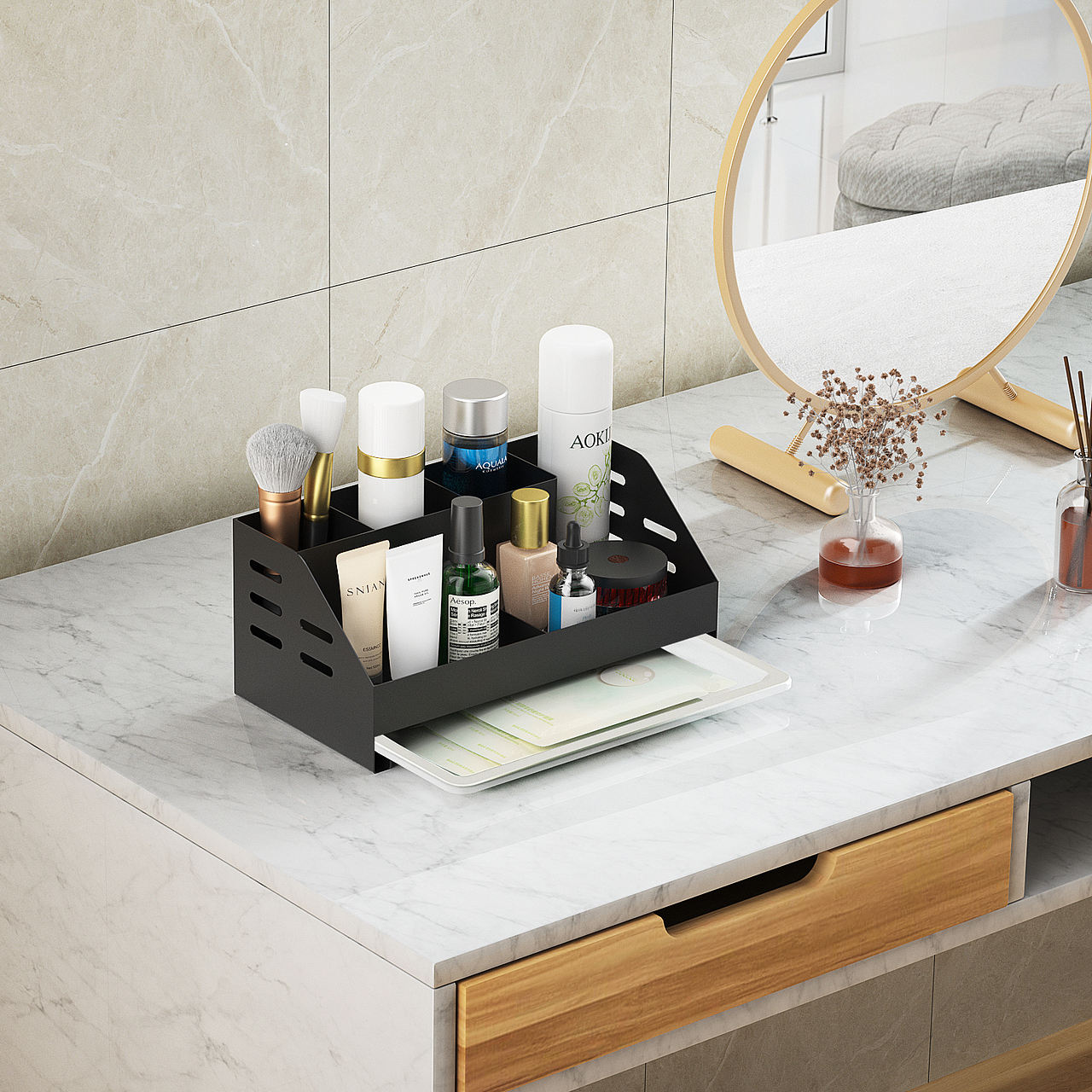 亚马逊洗漱用品水槽牙刷架子主图和A加页面建模渲染图